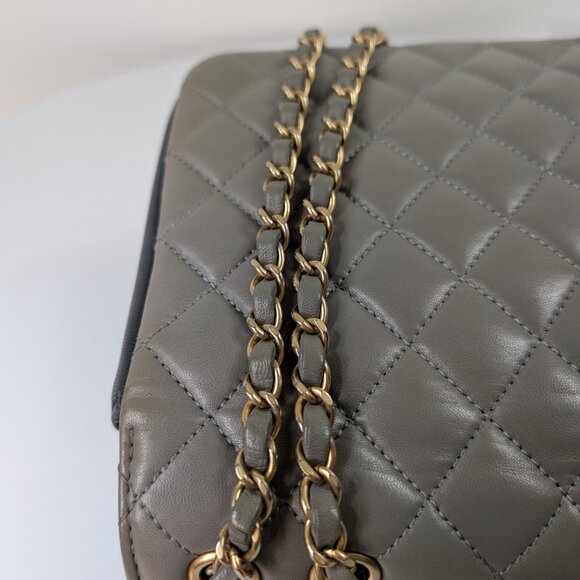 Chanel Two Tone Gray Navy Large Double Flap Bag - Picture 16 of 16